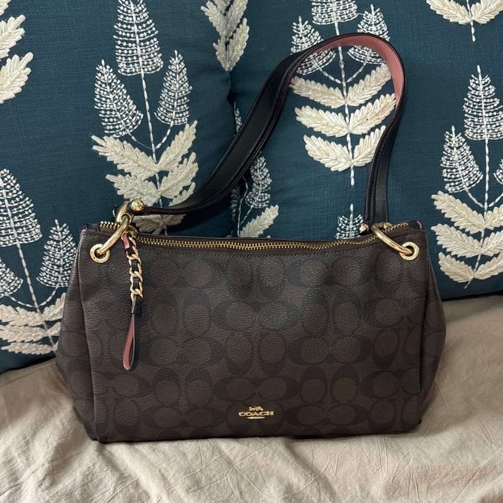 Coach Dark Brown Signature Shoulder Bag